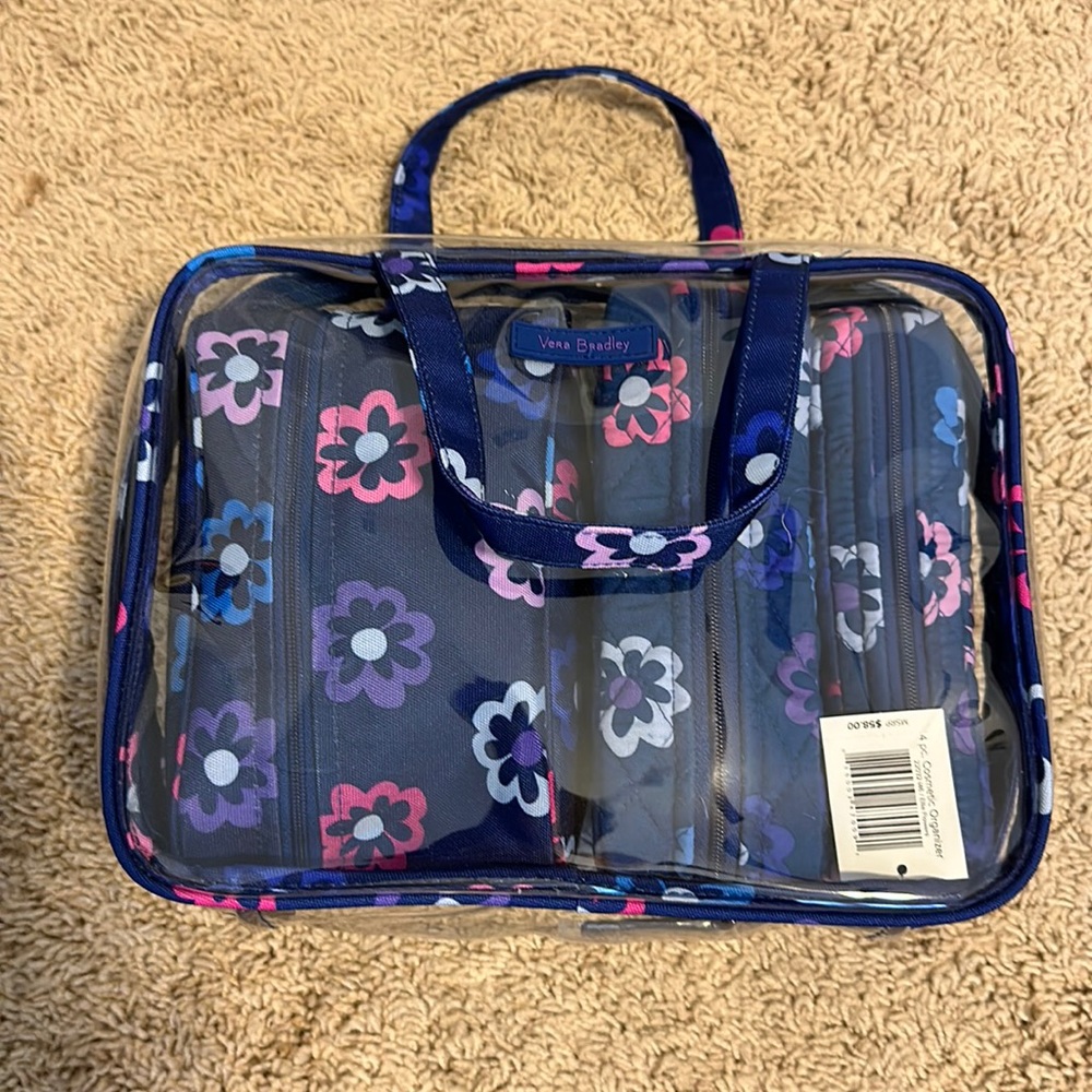 NWT Vera Bradley 4-piece Cosmetic Organizer Travel Set in a Ellie Flowers